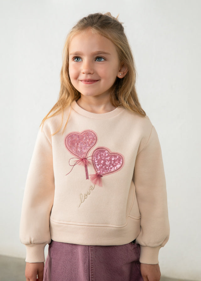 Sudadera apliques niña, color tofu – Tía Mía