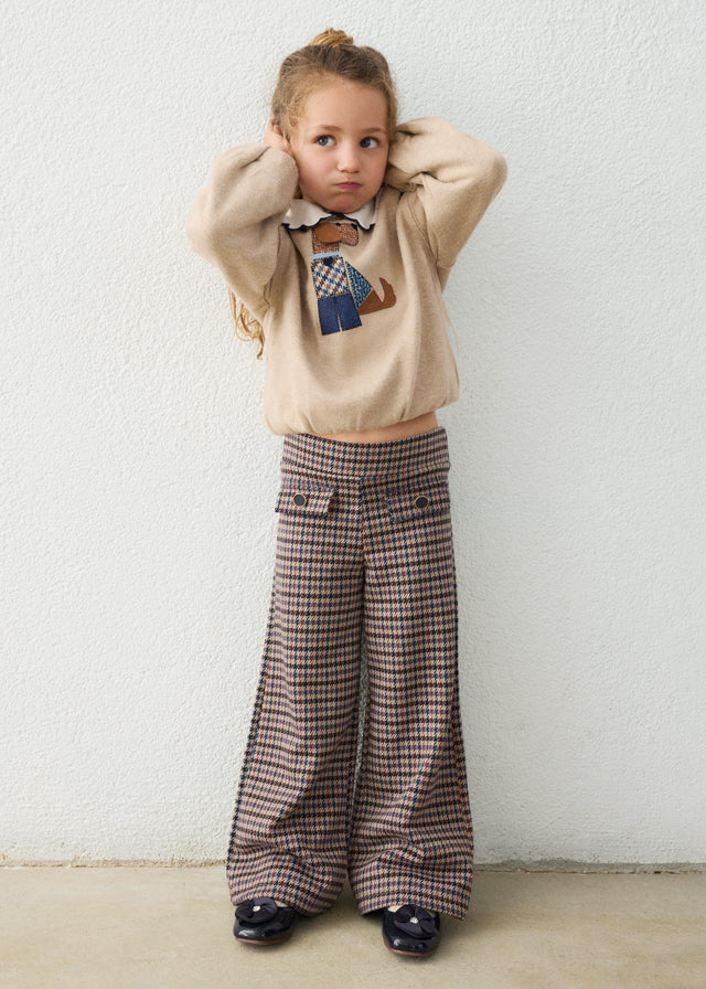 Pantalón largo jacquard niña