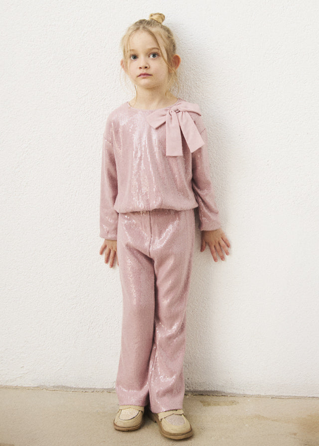 Conjunto pantalón y blusa lentejuelas niña