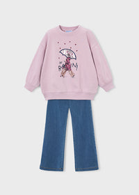 Conjunto legging flare y sudadera niña