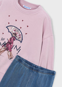 Conjunto legging flare y sudadera niña