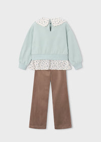 Conjunto legging efecto ante y blusa niña