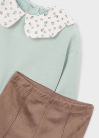 Conjunto legging efecto ante y blusa niña