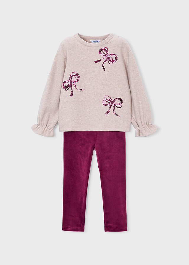 Conjunto legging y sudadera lazos niña