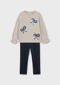 Conjunto legging y sudadera lazos niña