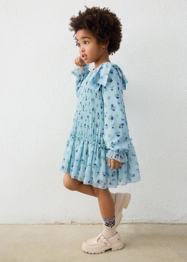 Vestido plisado estampado niña