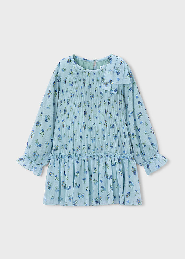 Vestido plisado estampado niña