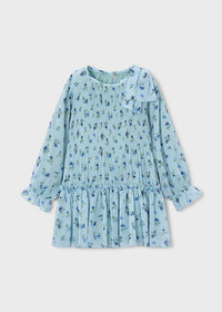 Vestido plisado estampado niña