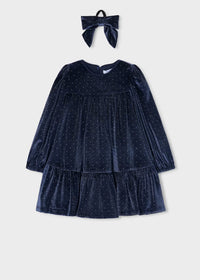 Vestido terciopelo con coletero niña