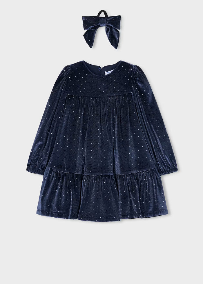 Vestido terciopelo con coletero niña