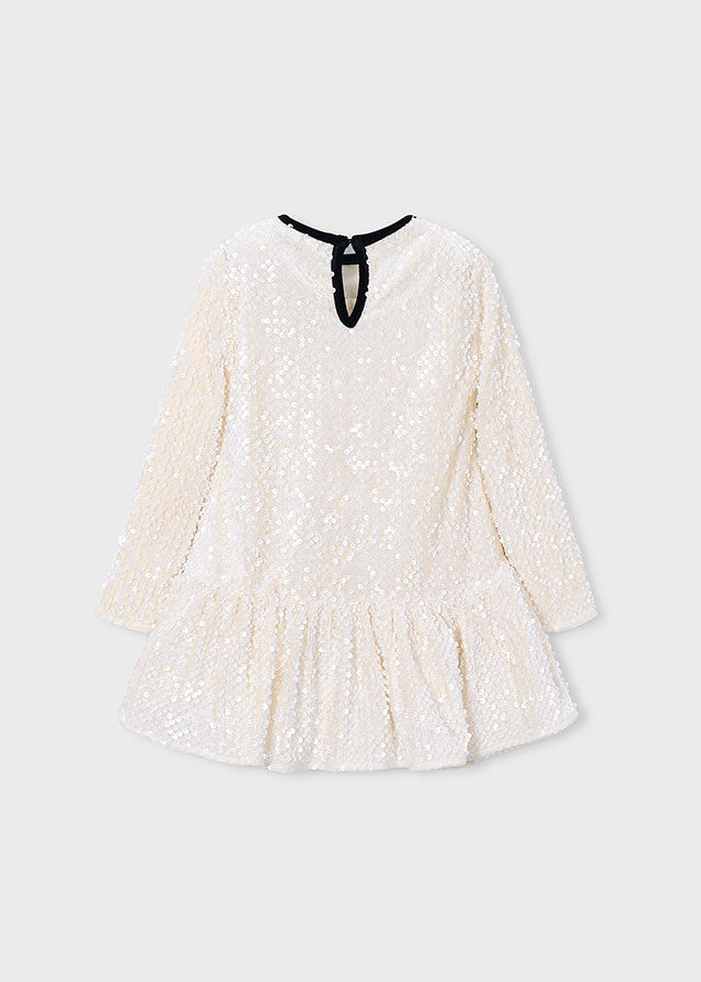 Vestido terciopelo lentejuelas lazo niña