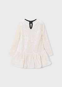 Vestido terciopelo lentejuelas lazo niña