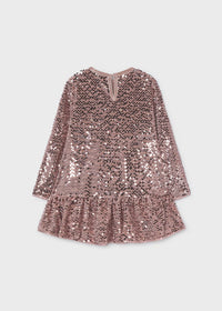 Vestido terciopelo lentejuelas lazo niña