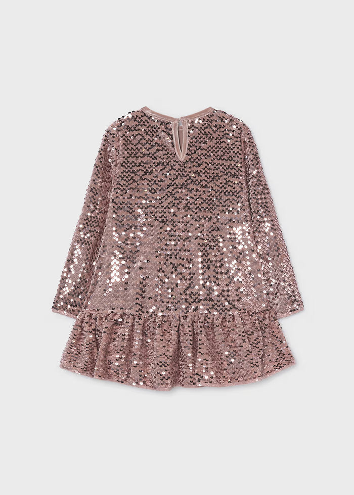 Vestido terciopelo lentejuelas lazo niña