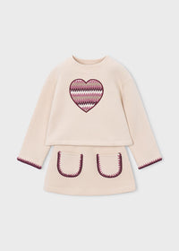 Conjunto falda y sudadera corazón niña