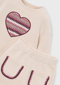 Conjunto falda y sudadera corazón niña
