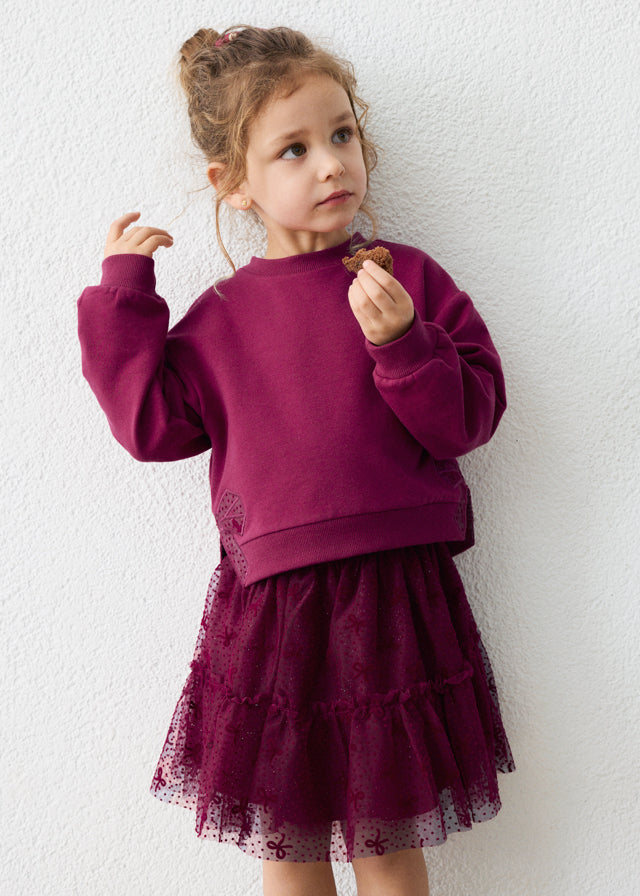Conjunto falda tul y sudadera niña