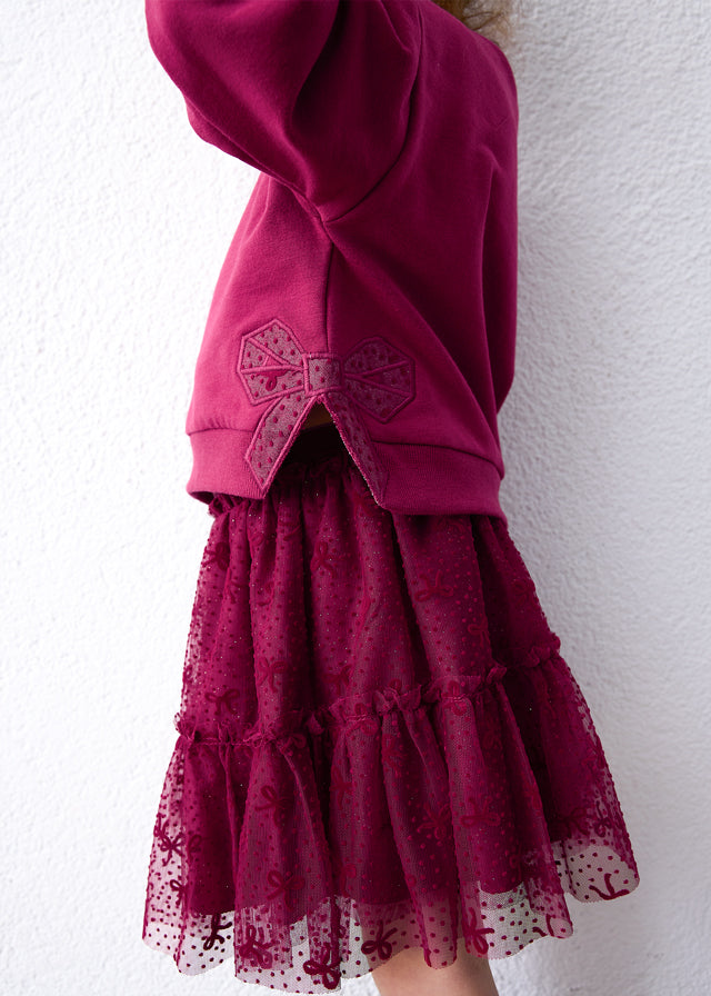Conjunto falda tul y sudadera niña