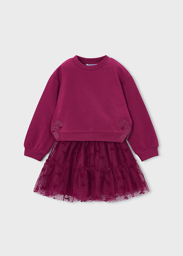 Conjunto falda tul y sudadera niña