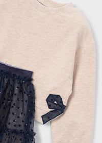 Conjunto falda tul y sudadera niña