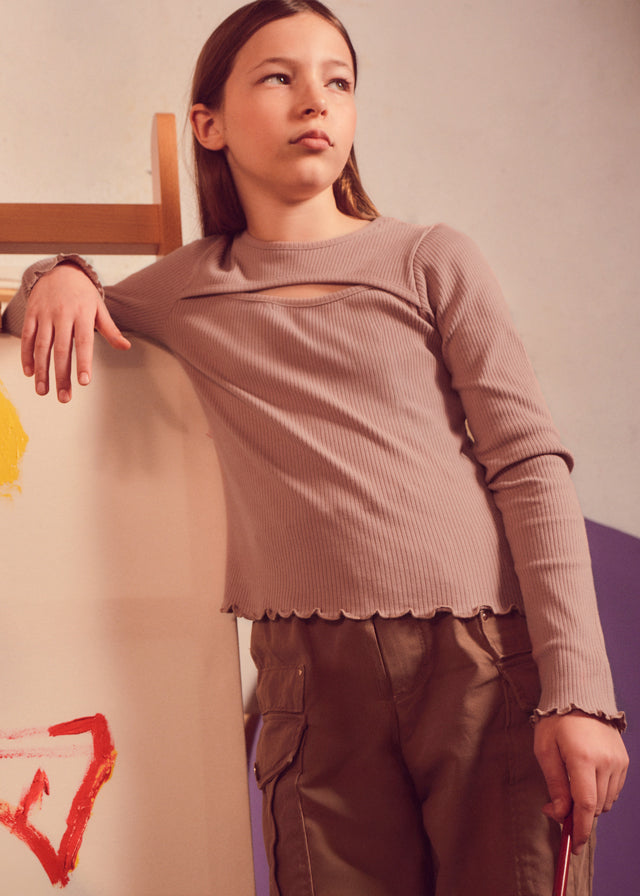 Camiseta canalé abertura chica
