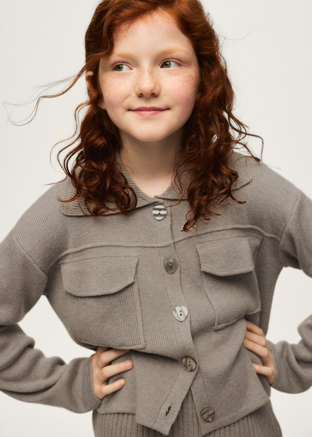 Chaqueta tricot bolsillos chica
