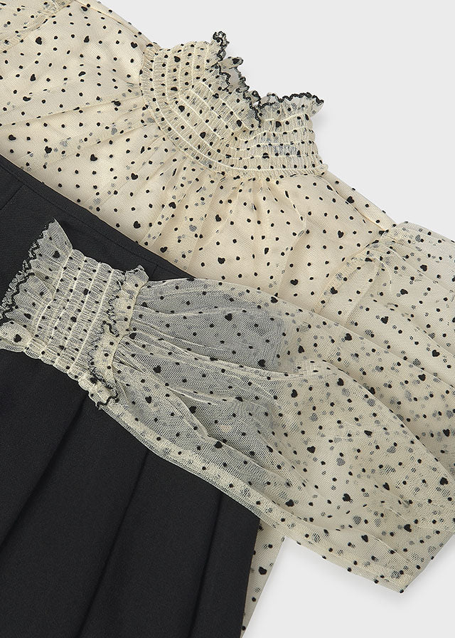Conjunto falda y blusa plumeti chica