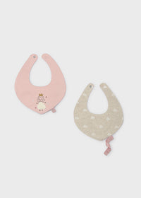 Set 2 baberos impermeables con cinta para chupete bebé