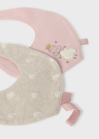 Set 2 baberos impermeables con cinta para chupete bebé