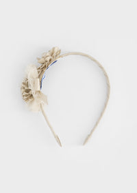 Diadema ceremonia flor y lazo bebé