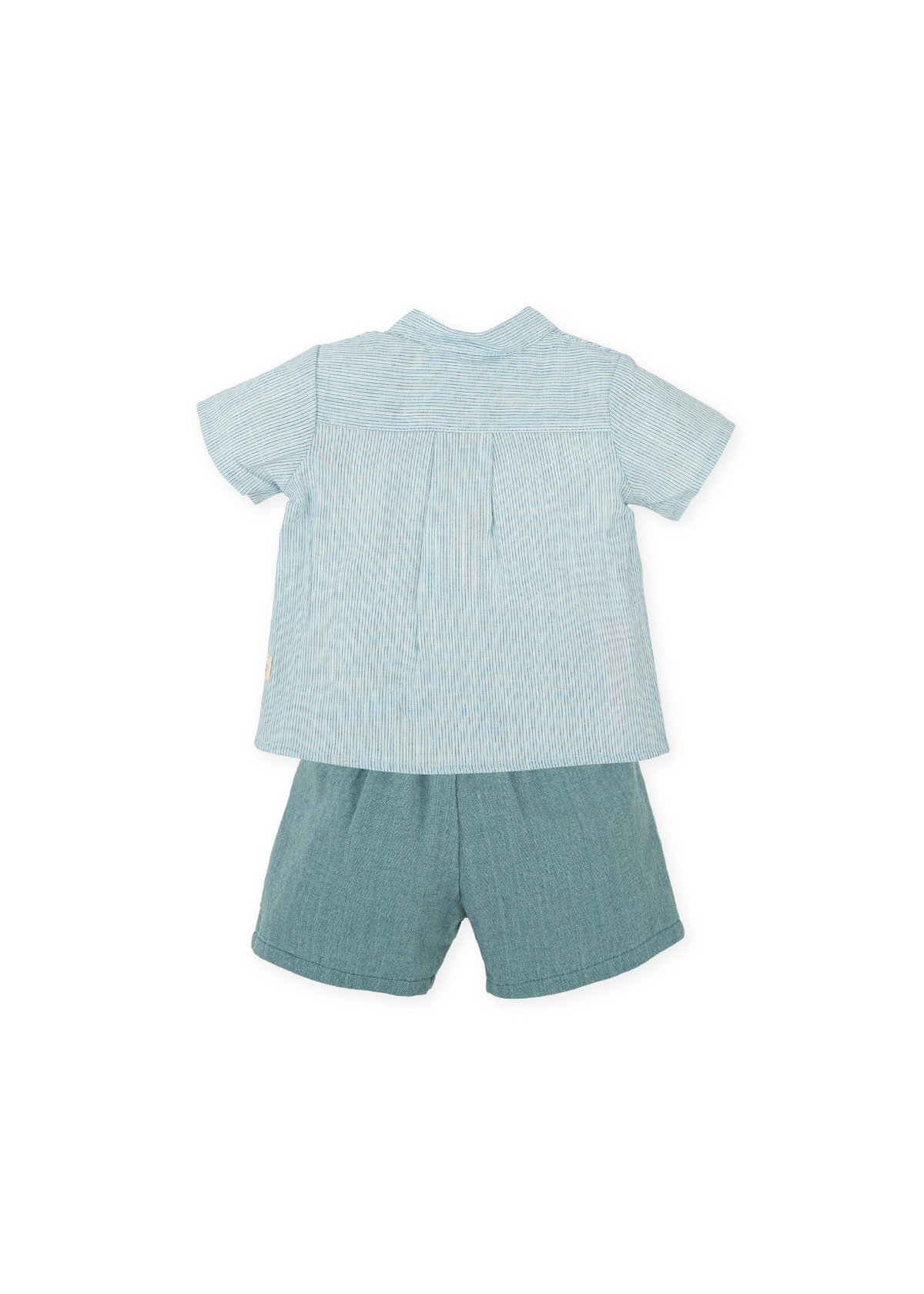 Conjunto camisa rayas y bermuda canvas azul