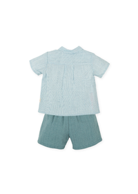 Conjunto camisa rayas y bermuda canvas azul