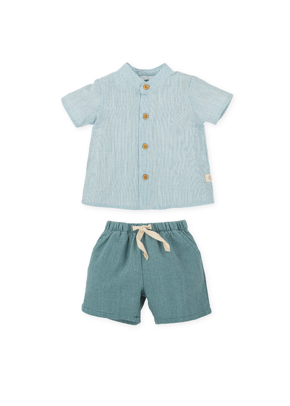 Conjunto camisa rayas y bermuda canvas azul