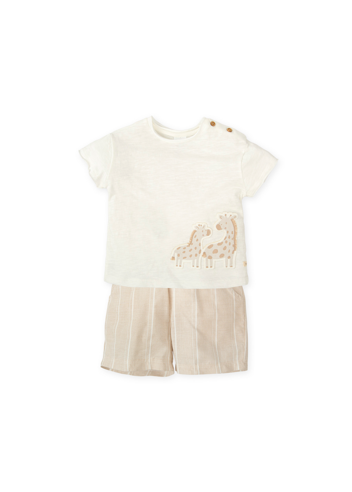 Conjunto camiseta jirafas y bermuda fil a fil