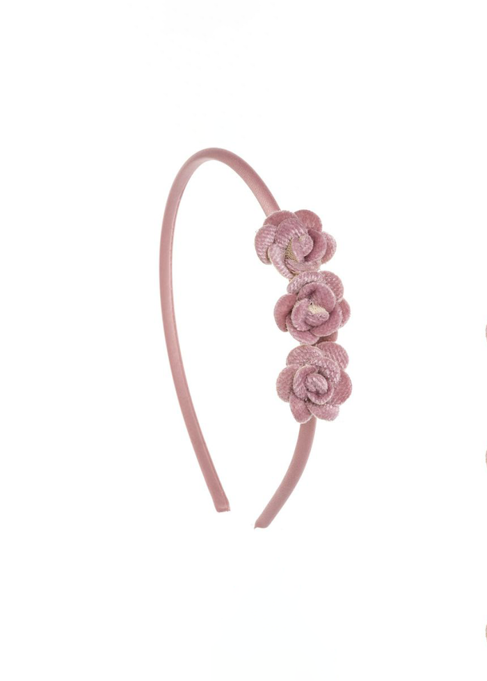 Diadema satén 3 flores velvet