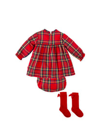Vestido con braguita rojo cuadros con calcetín – vista 3 – Tía Mía