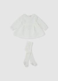 Vestido blanco acolchado con leotardo