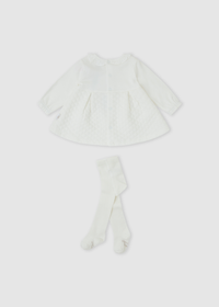 Vestido blanco acolchado con leotardo