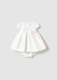 Vestido con cubrepañal mikado recién nacida