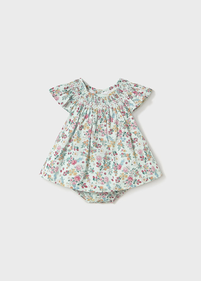 Vestido con cubrepañal florecitas recién nacida