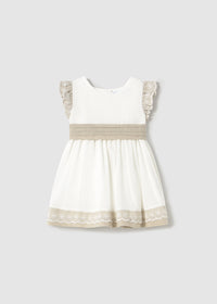 Vestido combinado lino bebé niña