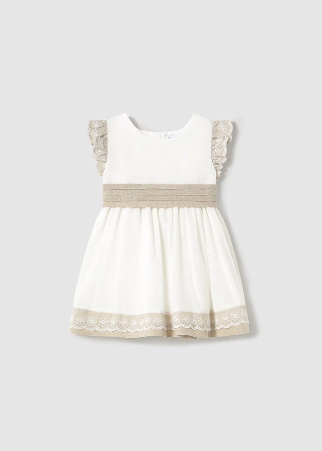 Vestido combinado lino bebé niña