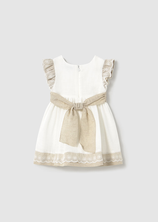 Vestido combinado lino bebé niña