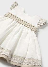 Vestido combinado lino bebé niña