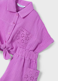 Conjunto short perforado niña