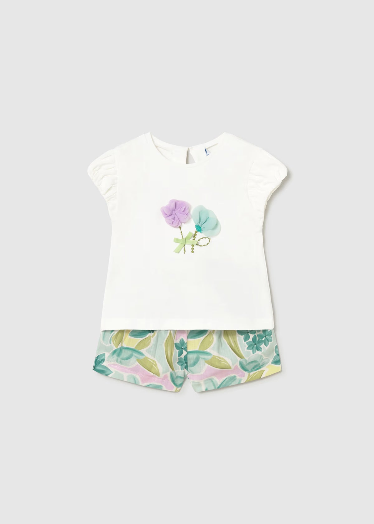Conjunto bermuda flores y camiseta bebé