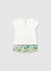 Conjunto bermuda flores y camiseta bebé