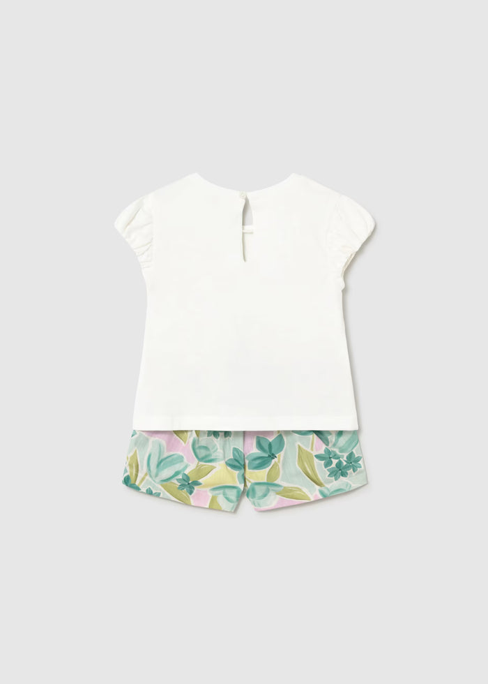 Conjunto bermuda flores y camiseta bebé