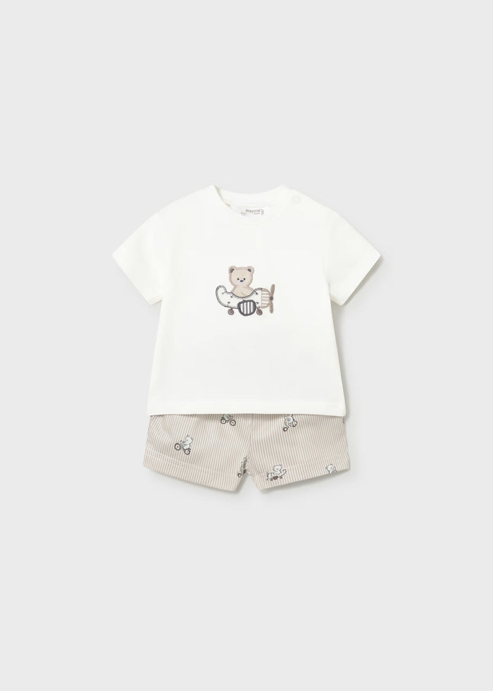 Conjunto pantalón corto y camiseta osito recién nacido
