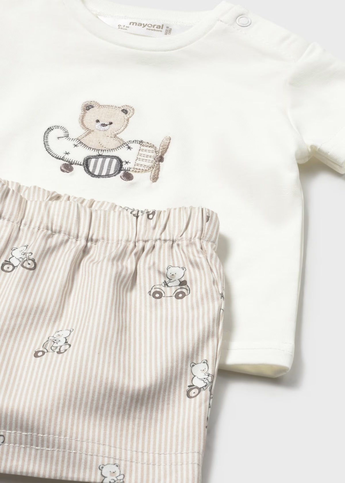 Conjunto pantalón corto y camiseta osito recién nacido